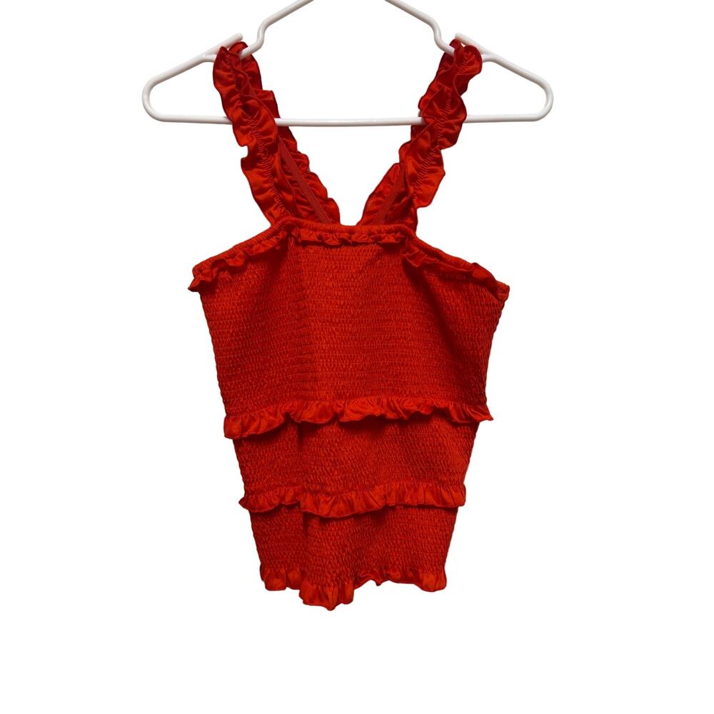NWT Crave Fame - Red Tank top with rouching and ruffles Size Large
